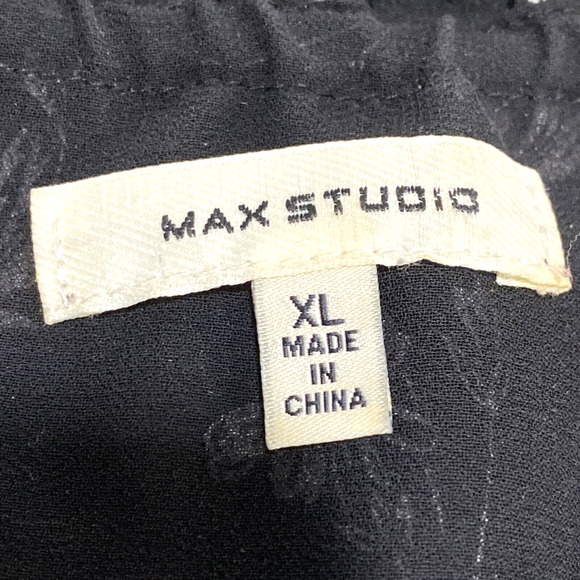 Max Studio Size XL Black & White Sleeveless Sheer Floral Peasant Style Blouse - Picture 8 of 10